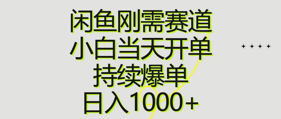 闲鱼刚需赛道，小白当天开单，持续爆单，日入1000+-知创网