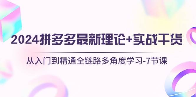 2024拼多多 最新理论+实战干货，从入门到精通全链路多角度学习-7节课-知创网