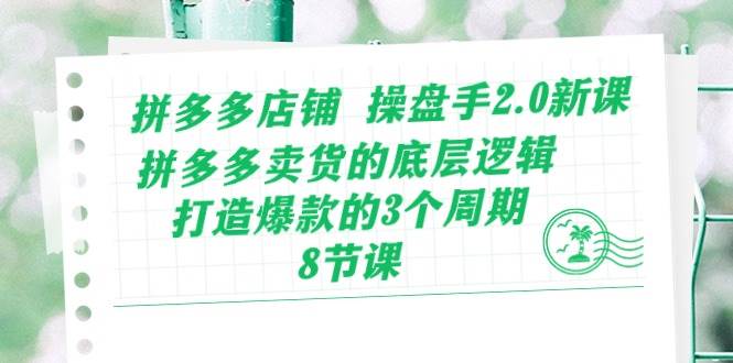 拼多多店铺 操盘手2.0新课，拼多多卖货的底层逻辑，打造爆款的3个周期-8节-知创网