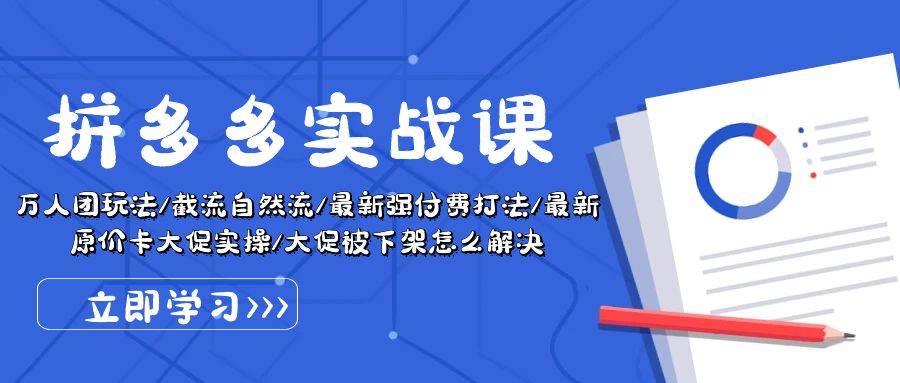 拼多多·实战课：万人团玩法/截流自然流/最新强付费打法/最新原价卡大促..-知创网