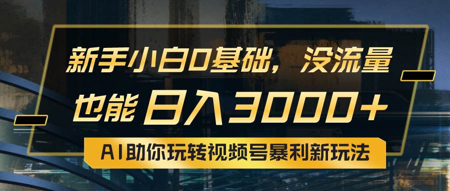 小白0基础，没流量也能日入3000+：AI助你玩转视频号暴利新玩法-知创网