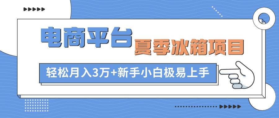 电商平台夏季冰箱项目，轻松月入3万+，新手小白极易上手-知创网