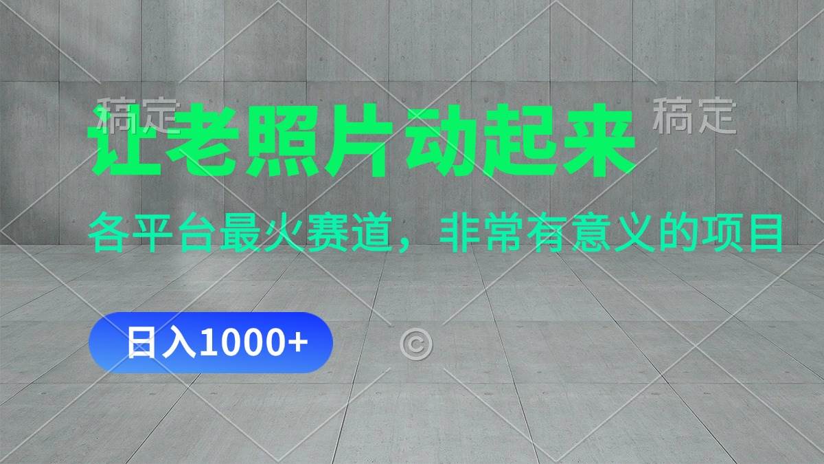 让老照片动起来，一天变现1000+，各平台最火赛道，看完就会-知创网