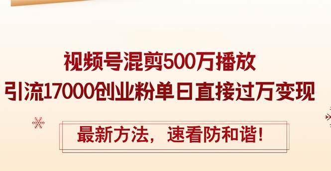 精华帖视频号混剪500万播放引流17000创业粉，单日直接过万变现，最新方…-知创网